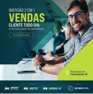 ABIGRAF/SC - Associao Brasileira da Indstria Grfica Regional Santa Catarina Depois do grande sucesso de realização no estado de São Paulo, o curso Imersão 2 em 1 em vendas com Felipe Nasser será realizado...